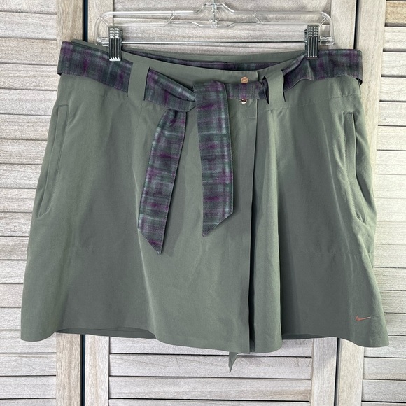 Nike Pants - NIKE GOLF Dri Fit Mini Convertible Belted Golf Skort Olive & Purple-8